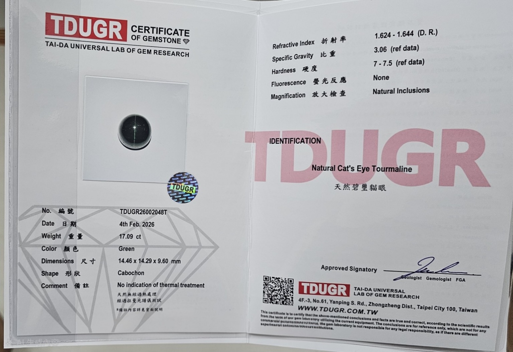 TDUGR 證書預覽 1