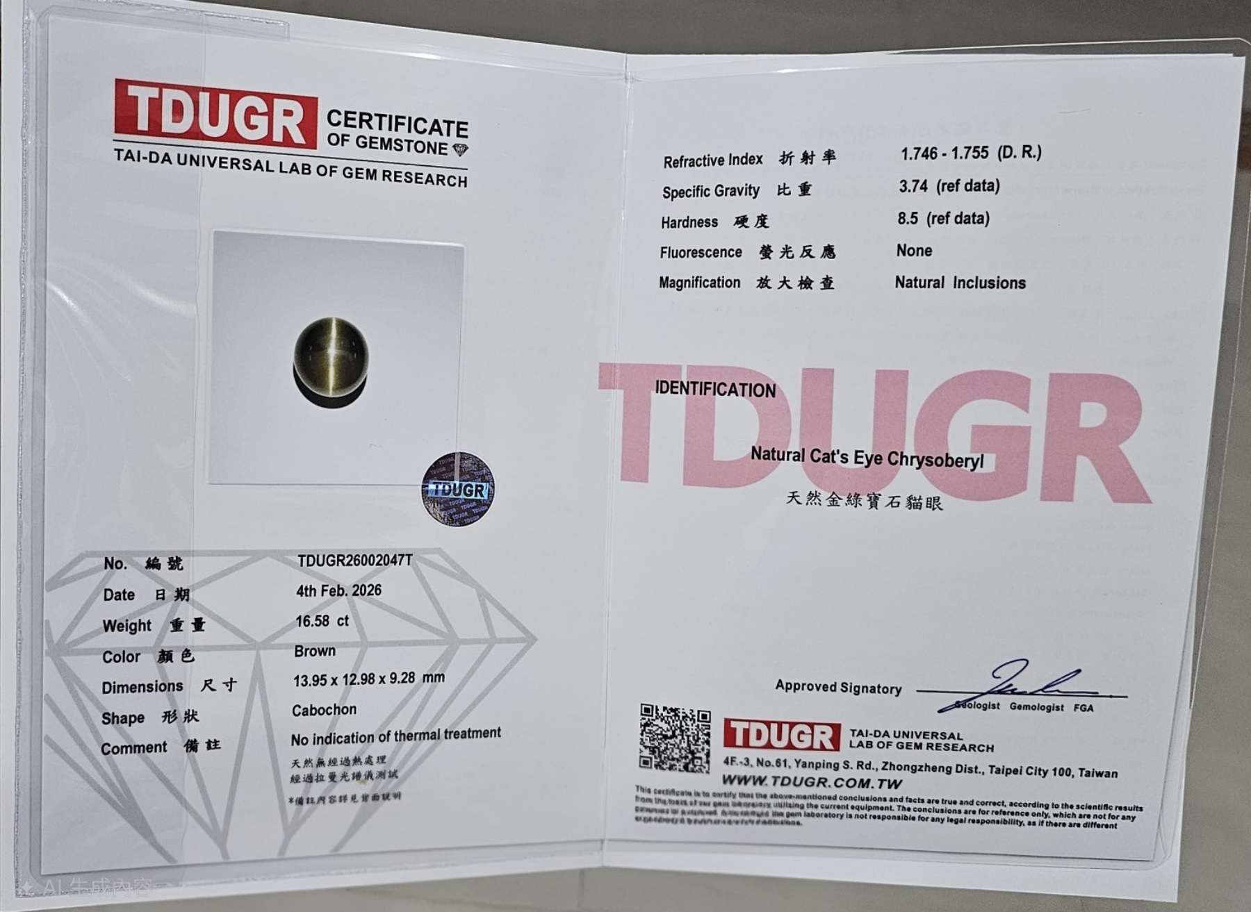 TDUGR 證書預覽 1
